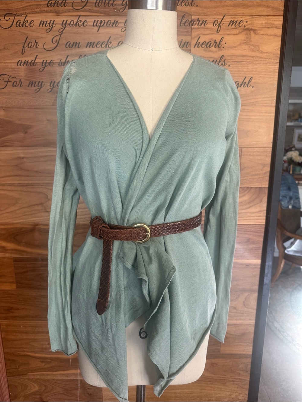 Zadig & Voltaire Light Sage Draped Open-Front Cotton & Silk Daphnee Cardigan